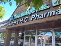 Store front for Remedy's Pharmacy